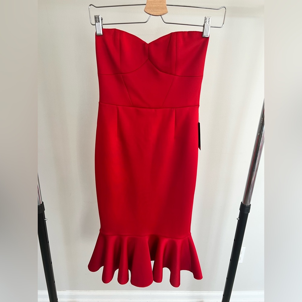 Express Red Strapless Dress